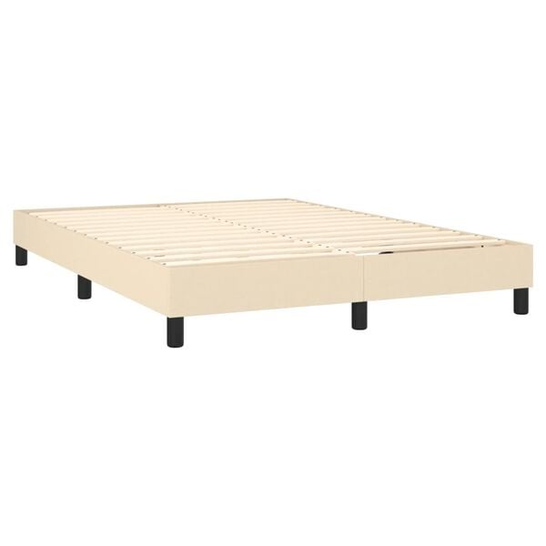 vidaXL Boxspring met matras stof cr&egrave;mekleurig 140x190 cm