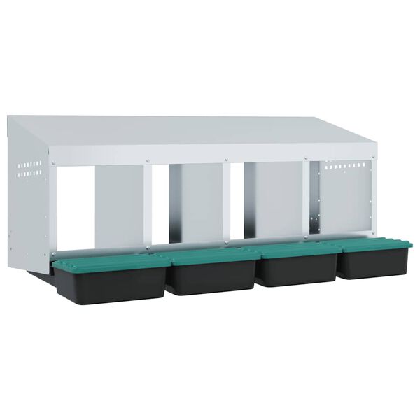 vidaXL Kippennestkast 4 compartimenten wandmontage gegalvaniseerd staal