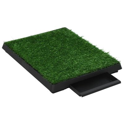 vidaXL Huisdierentoilet met bak en kunstgras 63x50x7 cm groen