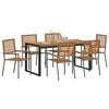 vidaXL Tuin eettafelset 7 pcs Grijs en Bruin poly rattan