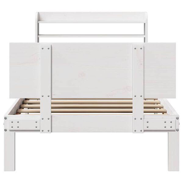 vidaXL Bedframe met hoofdbord massief grenenhout wit 75x190 cm