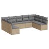 vidaXL 9-delige Loungeset met kussens poly rattan beige