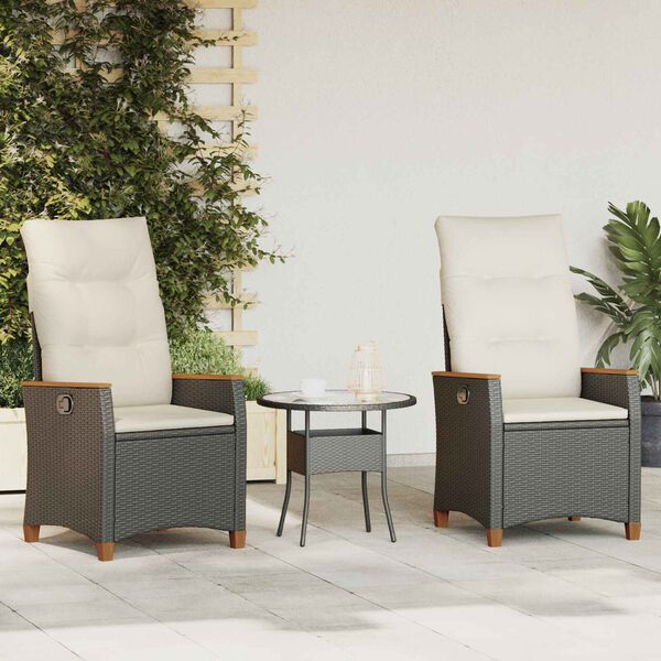 vidaXL Verstelbare tuinstoel Zwart en Cr&egrave;me 64 x 57,5 x 112 cm