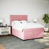 vidaXL Boxspring met matras fluweel roze 140x200 cm