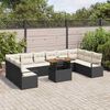 vidaXL Tuin Sofa Set met kussen met kussen 11 pcs Zwart en Cr&egrave;me