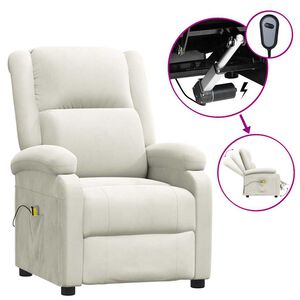 vidaXL Massagestoel elektrisch fluweel cr&egrave;mekleurig