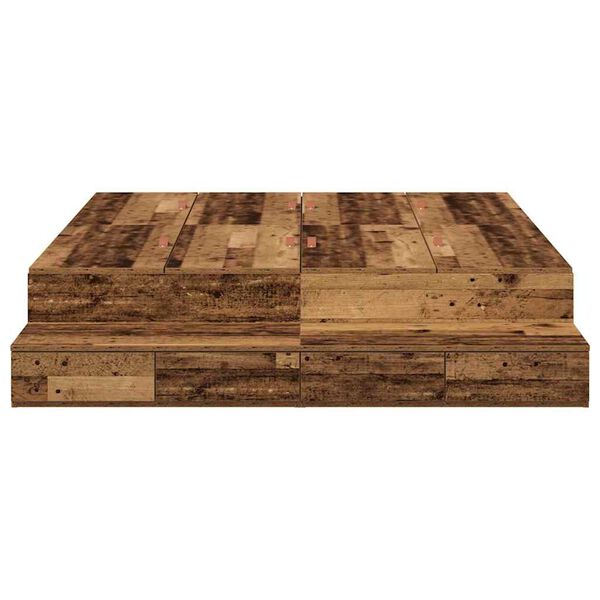 vidaXL Opbergbedframe met lade met opslag Oud Hout 140 cm Bewerkt hout