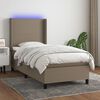 vidaXL Boxspring met matras en LED stof taupe 90x190 cm