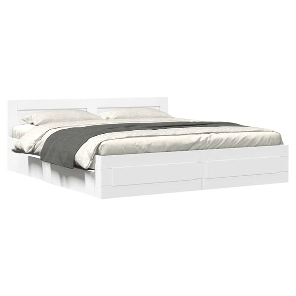 vidaXL Bedframe met hoofdeinde zonder matras 180x200 cm wit