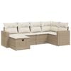 vidaXL 6-delige Loungeset met kussens poly rattan beige