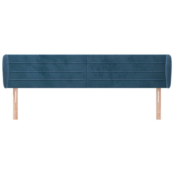 vidaXL Hoofdbord met randen 163x23x78/88 cm fluweel donkerblauw
