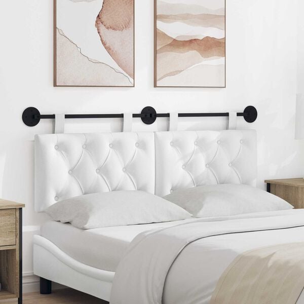 vidaXL Hangend Hoofdeinde Wandgemonteerd Wit 130 x 55 x 7 cm Stof