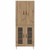 vidaXL Hoge kast 2 pcs Artisan Eiken Ge&euml;ngineerd hout en glas
