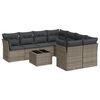 vidaXL 9-delige Loungeset met kussens poly rattan grijs