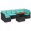 vidaXL Tuin Sofa Set met kussen 8 pcs Zwart en Blauwgroen