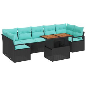 vidaXL Tuin Sofa Set met kussen 8 pcs Zwart en Blauwgroen