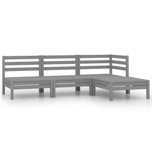vidaXL 4-delige Loungeset massief grenenhout grijs
