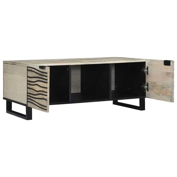 vidaXL Salontafel Beige en zwart 100 x 54 x 40 cm Massief acaciahout