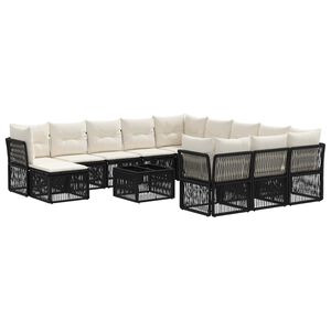 vidaXL Tuinbankenset 13 pcs Zwart poly rattan