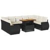 vidaXL 10-delige Loungeset met kussens poly rattan zwart