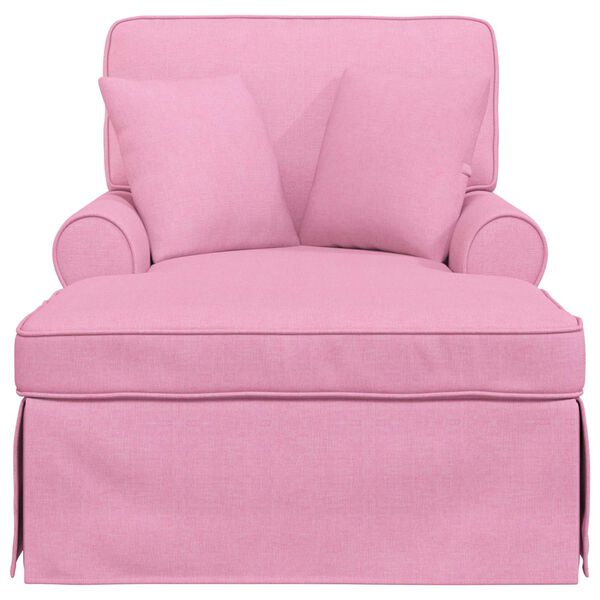 vidaXL Chaise Lounge met Rok met kussen Roze 91 x 157 x 91 cm Stof