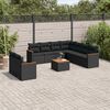 vidaXL 10-delige Loungeset met kussens poly rattan zwart
