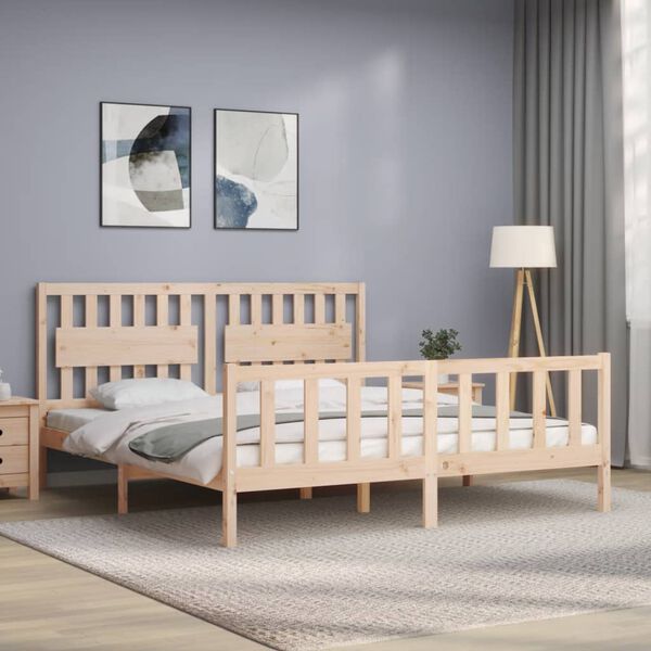 vidaXL Bedframe met hoofdbord massief hout