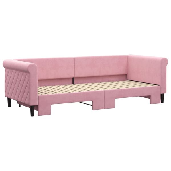 vidaXL Slaapbank met onderschuifbed 80x200 cm fluweel roze