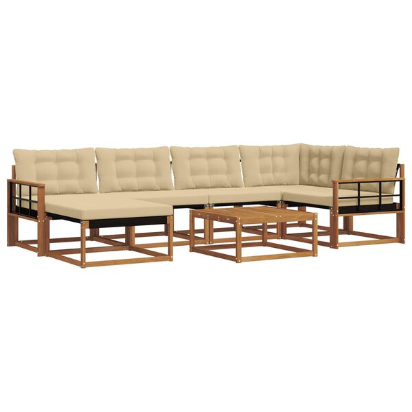 vidaXL Buiten bankenset 19 pcs Natuurlijk en Beige Massief Acaciahout