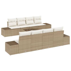 vidaXL Tuin Sofa Set met kussen 7 pcs Beige en Cr&egrave;me poly rattan