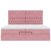 vidaXL Ottoman bed met matrassen en LED's 200x200cm fluweel roze