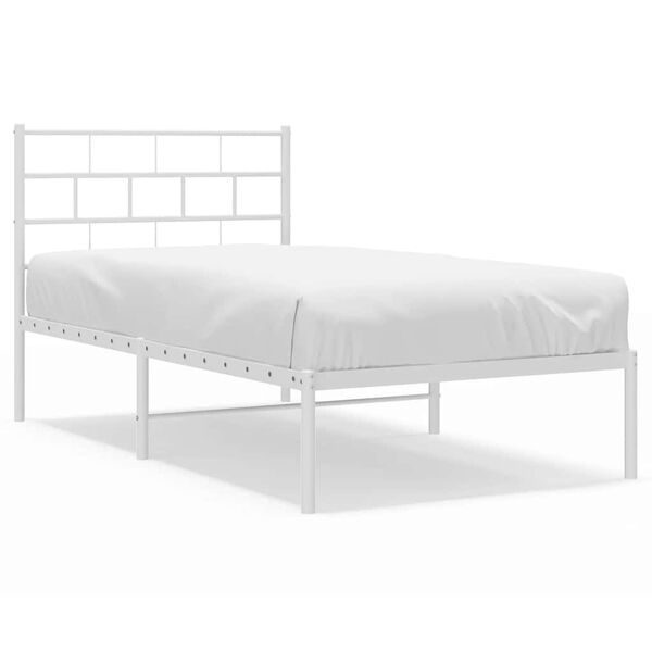 vidaXL Bedframe met hoofdbord metaal wit 107x203 cm