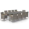 vidaXL 11-delige Tuinset met kussens poly rattan zwart en grijs