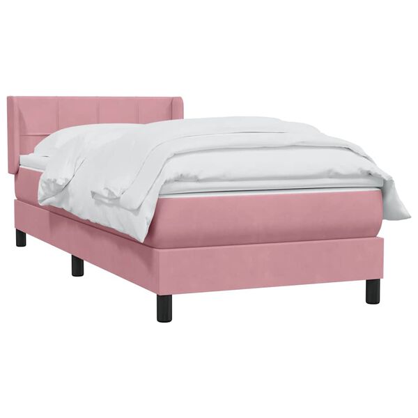 vidaXL Boxspring met matras fluweel roze 100x210 cm