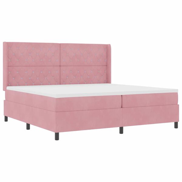 vidaXL Boxspringbed met matras Roze 200 x 200 cm Fluweel