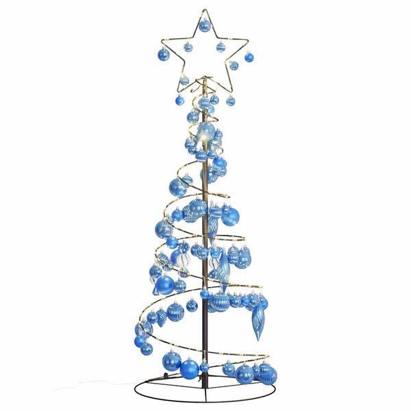 vidaXL LED-kerstboom met kerstballen 80 LEDs warm wit 120 cm