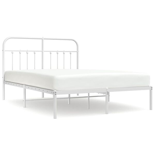 vidaXL Bedframe met hoofdbord metaal wit 140x190 cm