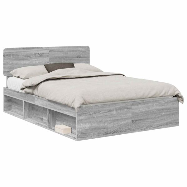 vidaXL Bedframe Grijs Sonoma 160 x 200 cm Massief grenenhout