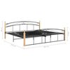 vidaXL Bedframe metaal en massief eikenhout zwart 200x200 cm