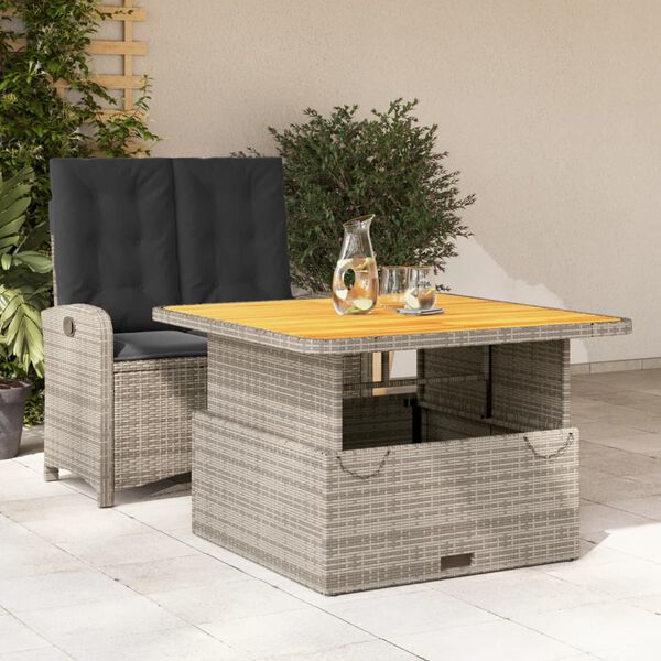 vidaXL 2-delige Tuinset met kussens poly rattan grijs