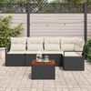 vidaXL Tuinbankenset met kussen 6 pcs Zwart poly rattan