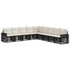 vidaXL Tuinbankenset 9 pcs Zwart en Cream Wit poly rattan