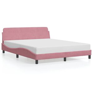 vidaXL Bedframe met hoofdeinde "Dover" 160x200 cm fluweel roze