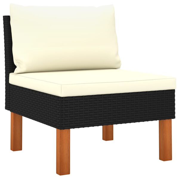 vidaXL 9-delige Loungeset poly rattan en eucalyptushout zwart
