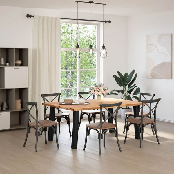 vidaXL Eettafel met levende rand 180x120x74 cm massief eikenhout rechthoekig