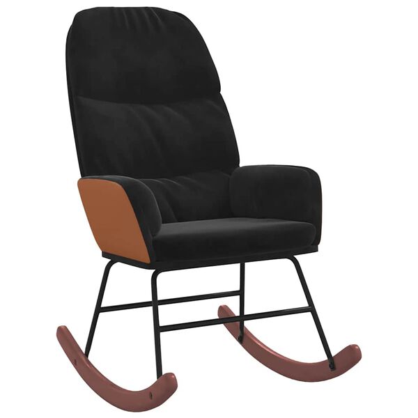 vidaXL Schommelstoel fluweel zwart
