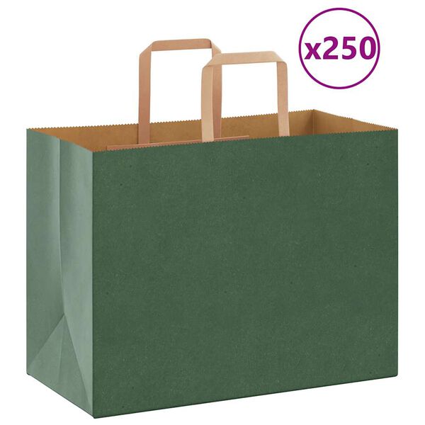 vidaXL Papieren zakken 250 st met hengsels 32x17x25 cm groen