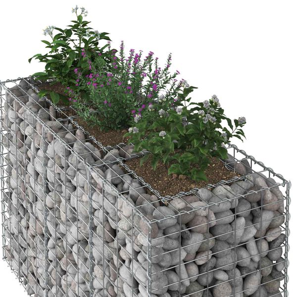 vidaXL Gabion Verhoogd Bed Zilver 130 x 50 x 80 cm