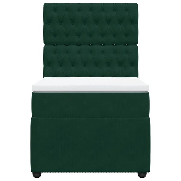 vidaXL Boxspring met matras fluweel donkergroen 90x200 cm