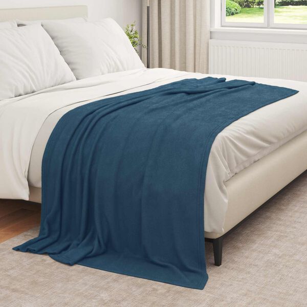 vidaXL Gooi Deken Marineblauw 210 x 140 cm Fleece